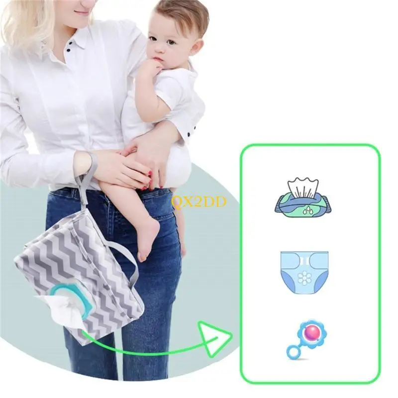 QX2D Cambiador pañales plegable con toallitas, cambiador pañales bolsillo para viajes - imagen 4