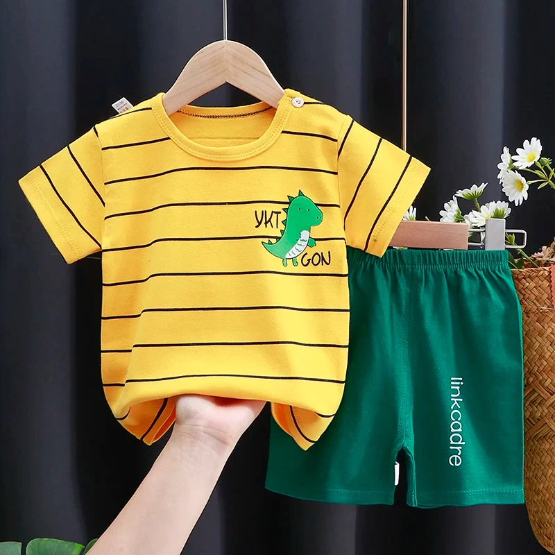 Conjunto bebé verano: camiseta y pantalón corto de algodón infantil