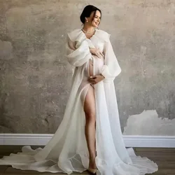 Vestido bohemio de maternidad para sesión de fotos – Gasa con volantes