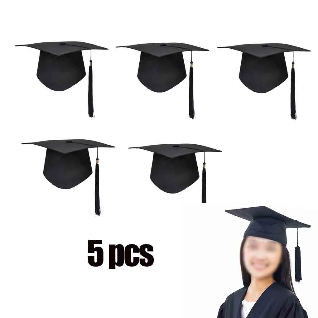 Sombrero de fibra acrílica para hombre y mujer, gorro de recuerdo de la Academia, suministros de Cosplay, colgante, Unisex, para graduación, 5 piezas - imagen 5