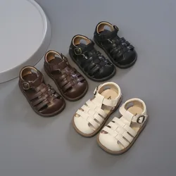 Sandalias de verano para niñas pequeñas, zapatos de princesa tejidos, ligeros, suela suave, antideslizantes, Playa