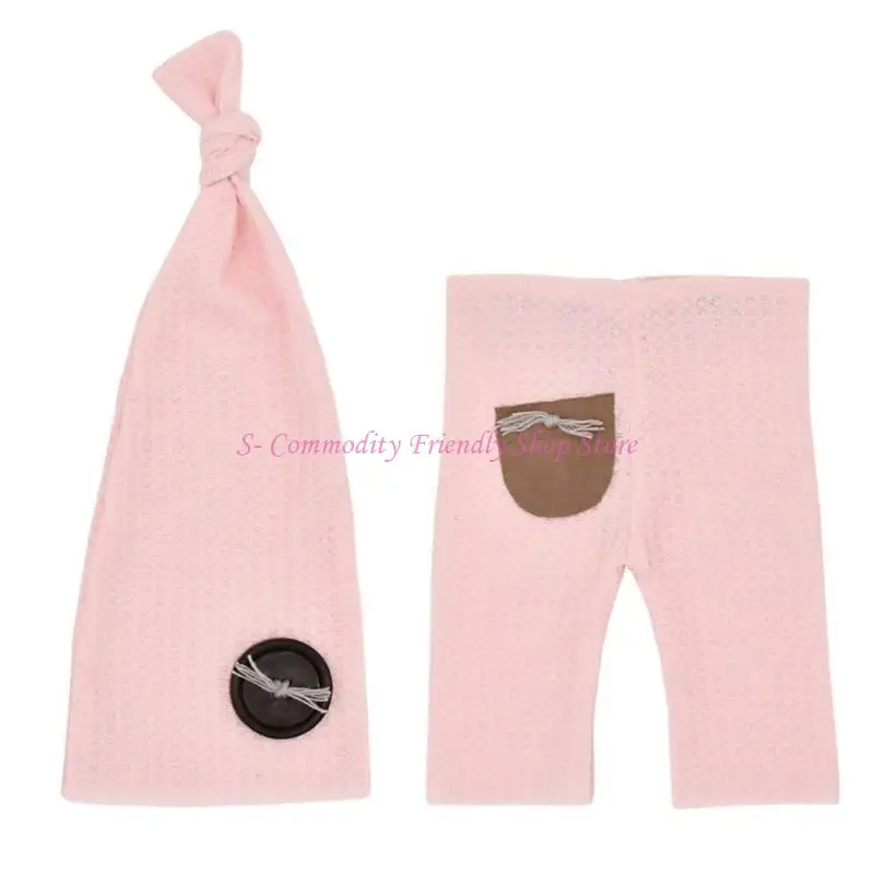 Conjunto atrezos para fotografía bebés recién nacidos, bonito sombrero y pantalones con marca nacimiento para bebés, - imagen 2