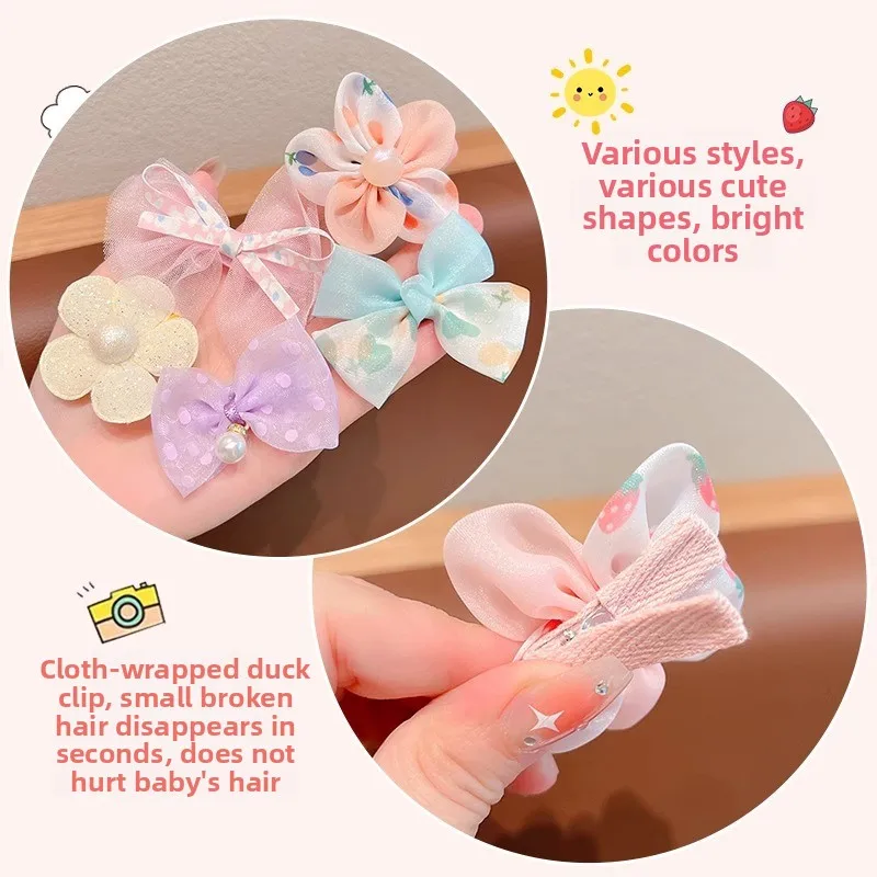 Pinzas para el cabello con lazo de princesa para niñas, pinzas BB de flores de tela, lindos accesorios para el cabello para niños pequeños, flequillo antideslizante y clips Flyaway. - imagen 4