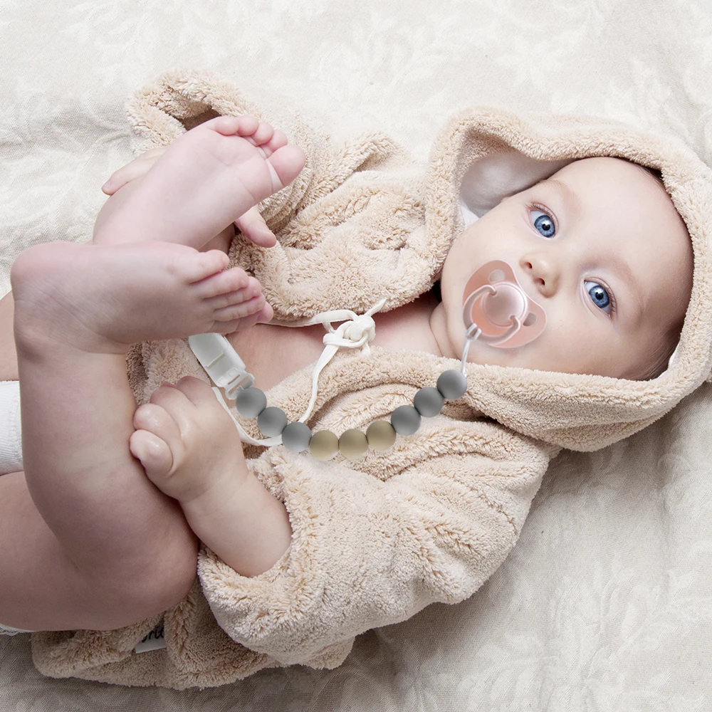 Clips de cadena para chupete de bebé, 2 uds., color verde, cuentas de silicona, bonita dentición para bebé, accesorios de regalo, regalos sin BPA para niños y niñas - imagen 5