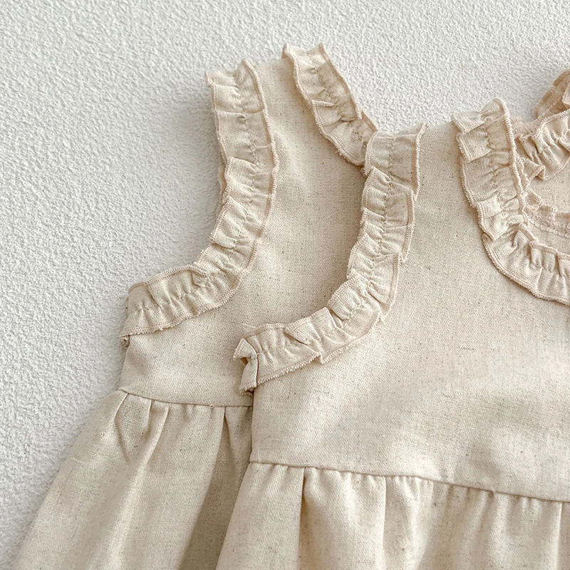 Milangel-vestidos de Hermanas para bebés, monos de verano para niñas, Body de cuello redondo sólido, traje para niños pequeños, 2024 - imagen 4