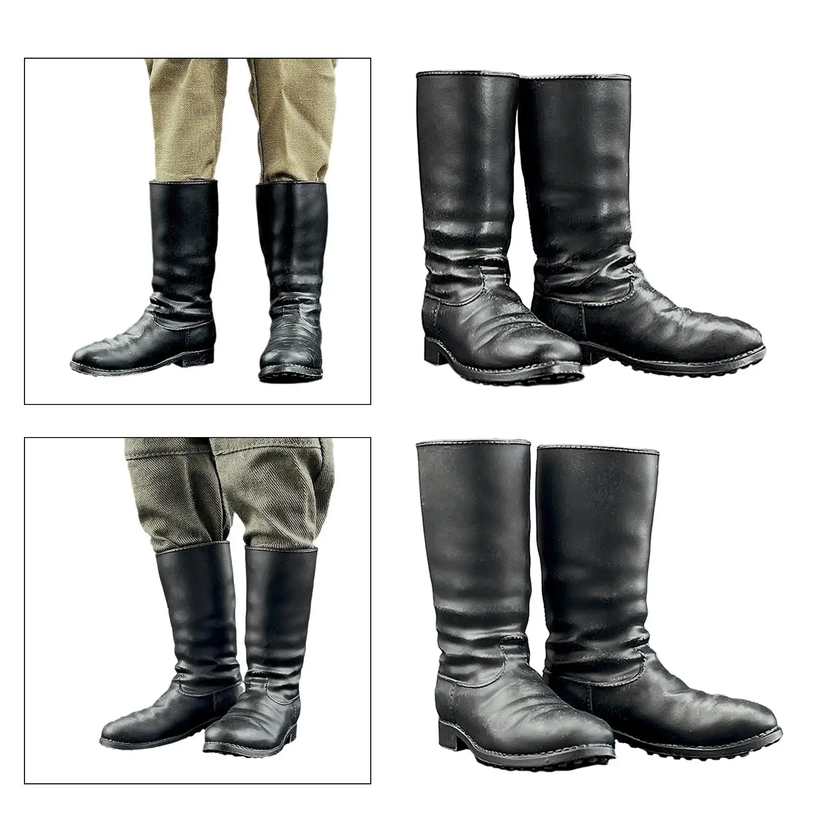 1:6 Scale Solider Boots Hobby Toy Shoes Black Casual Soldier Dress up Accessory for 12 inch Doll Model Action Figure Body