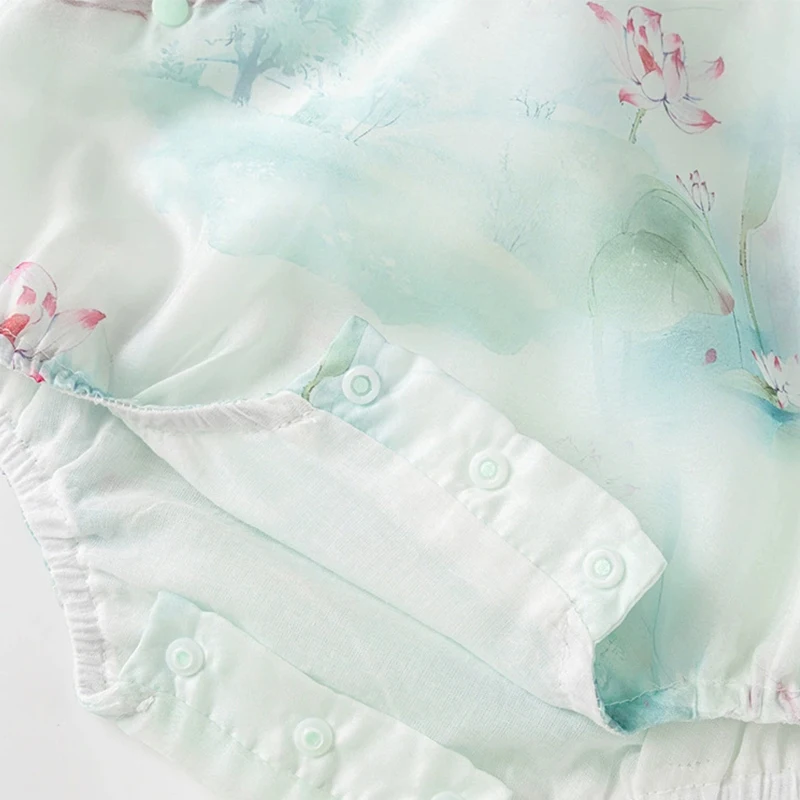 Conjuntos de 2 piezas de ropa de verano para niña, pelele de algodón sin mangas con cuello de muñeca de estilo chino, monos, artículos para bebé recién nacido BC033 - imagen 5