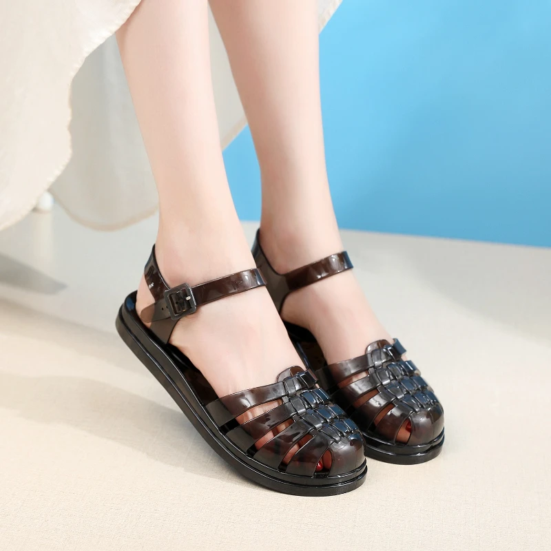 Sandalias plataforma de gelatina transparente niña – Punta cerrada - imagen 3