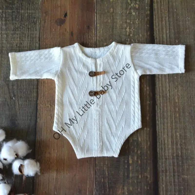 M76C Tricoting Romper pour bébé photographie neuf-né garçon unisexe vêtements photos Photoshotage - imagen 2