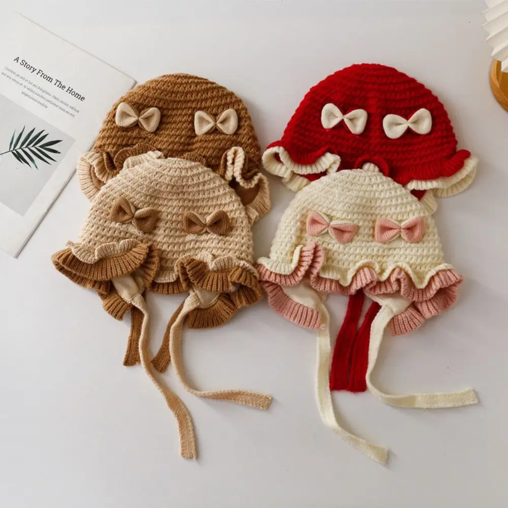 Nuevos lindos sombreros cálidos gorros con dobladillo de punto de Color sólido Otoño Invierno sombreros de jersey a prueba de frío - imagen 4