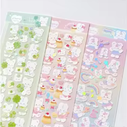 Pegatinas de conejito plateadas brillantes para manualidades