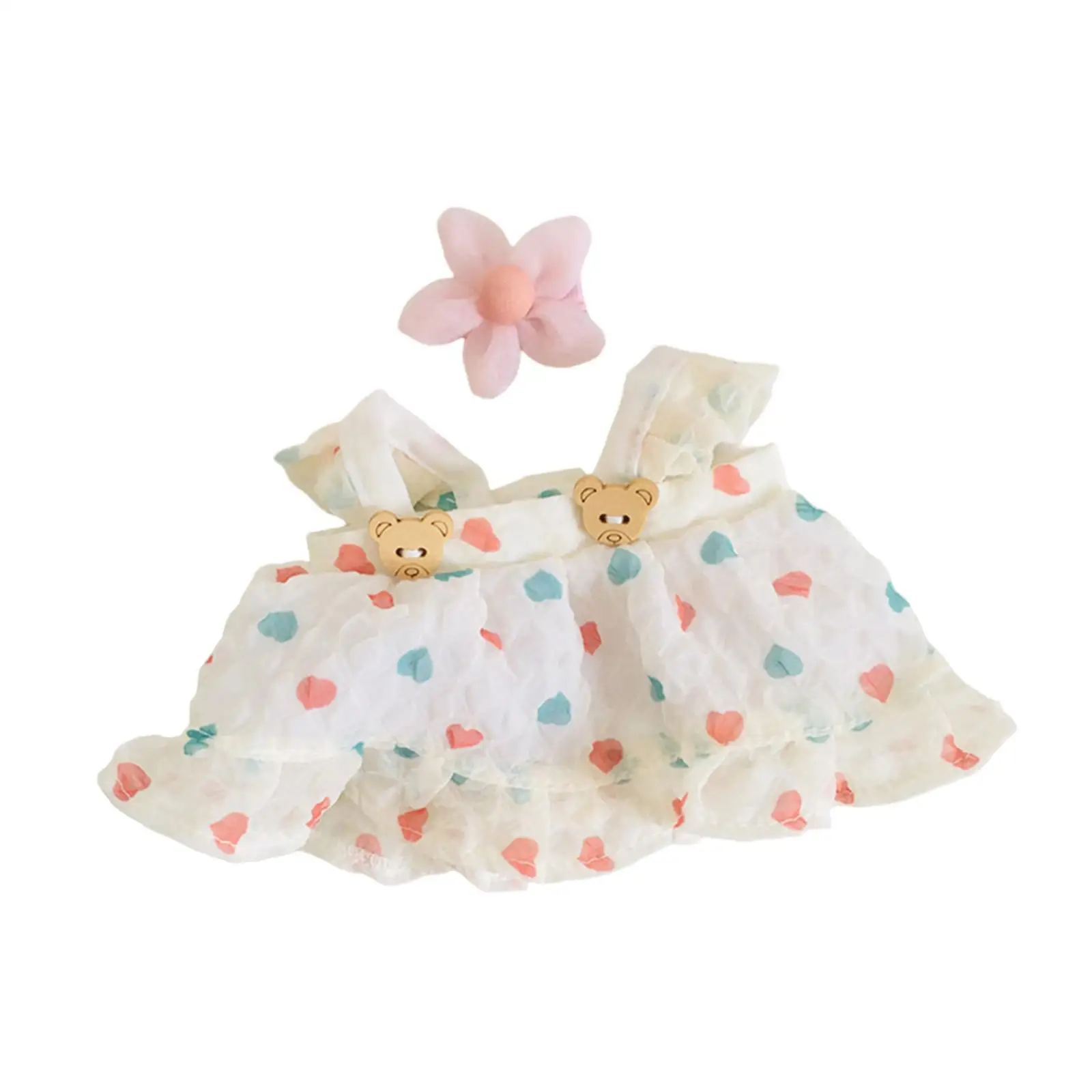 2x Dolls Princess Dress with Flower Hairpin, Outfits Accessory for 20cm Dolls Dress up Thanksgiving Gifts