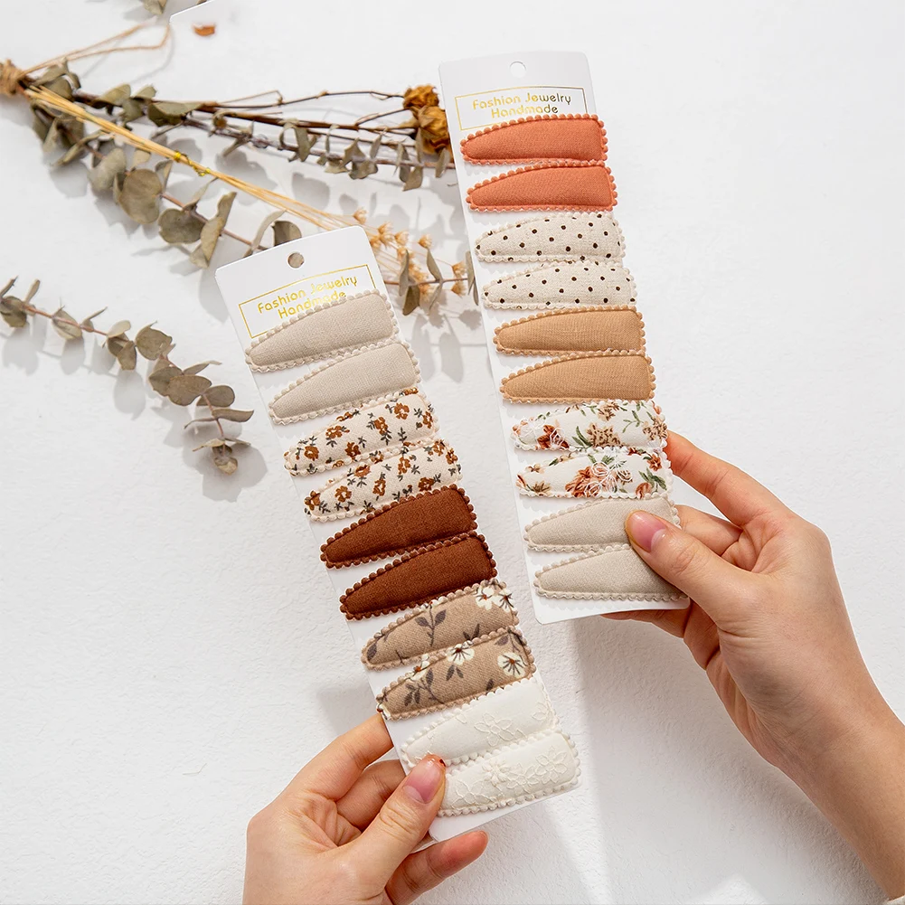 20 unids/lote de pinzas para el cabello bebé, horquillas con estampado puntos florales, pasadores a cuadros princesa niñas, seguridad antideslizantes, sombreros niños - imagen 4