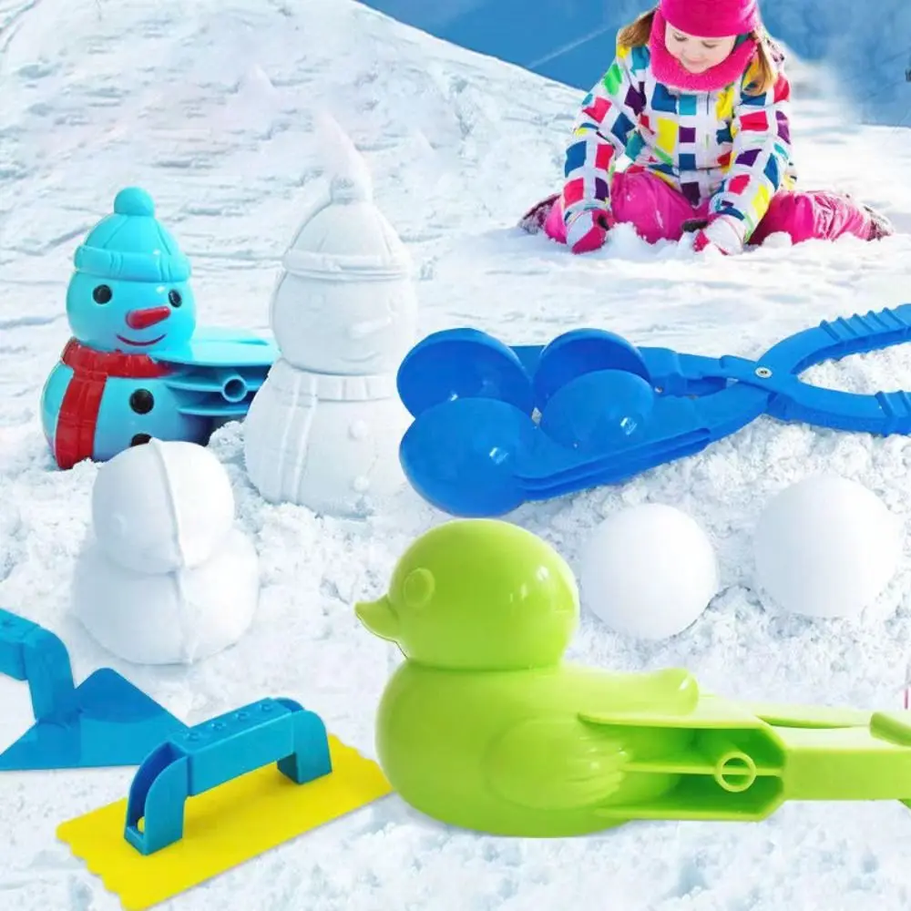 Molde de Clip de arena para nieve con forma de pato de dinosaurio, juguetes para la nieve, fabricante de bolas de nieve, pinzas de molde para nieve de dibujos animados de invierno, juguete deportivo para chico, lucha de bolas de nieve - imagen 2