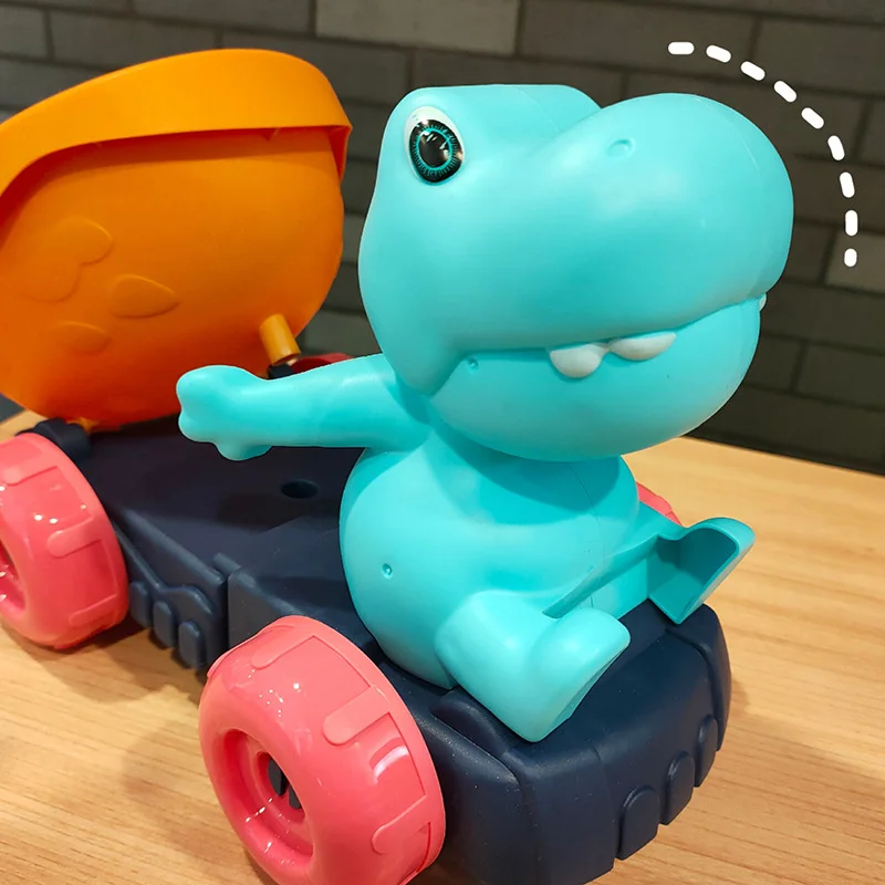 Juego de coches de juguete de playa para niños, pala, excavación de arena, juego de playa al aire libre, juego de camión volquete de dinosaurio, 7 Uds. - imagen 3