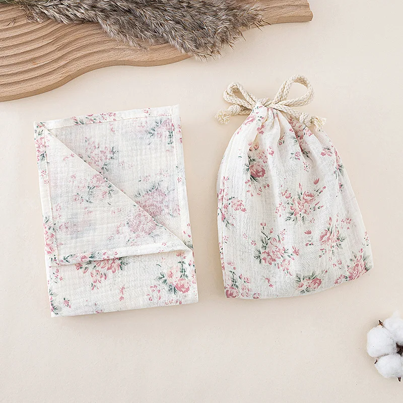 Manta envolvente de muselina de algodón para bebé, bolsas de almacenamiento con cordón, Toalla de baño para bebé, bolsa colgante cómoda, artículo de cama, 2 uds.