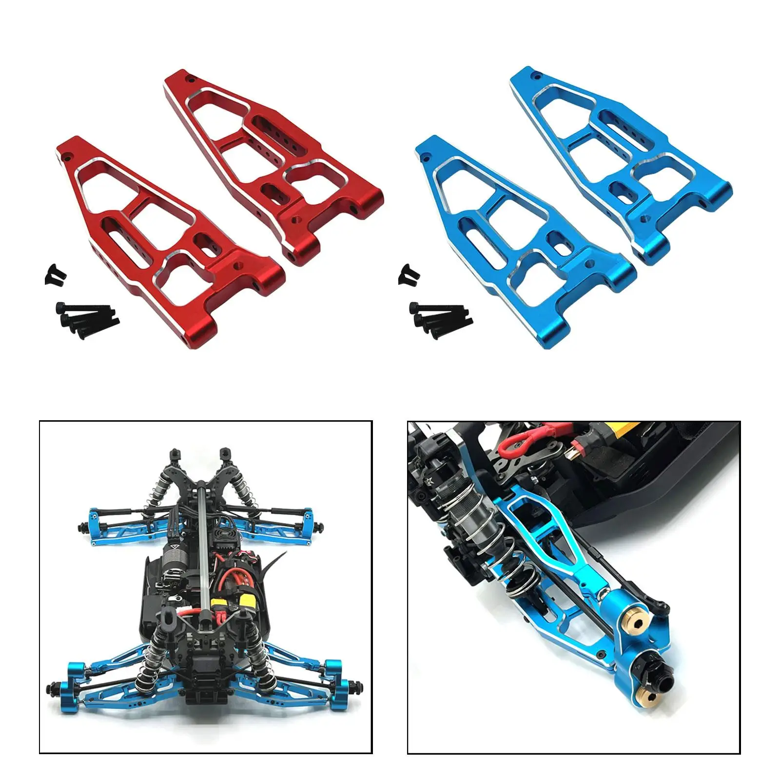 2Pcs 1:8 Scale RC Car Upgrades Accessories with Screws Premium Modified Part High Performance Front Lower Suspension Arms Metal