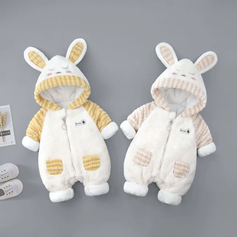 Pelele de felpa terciopelo – Traje de invierno con orejas de conejo - imagen 5