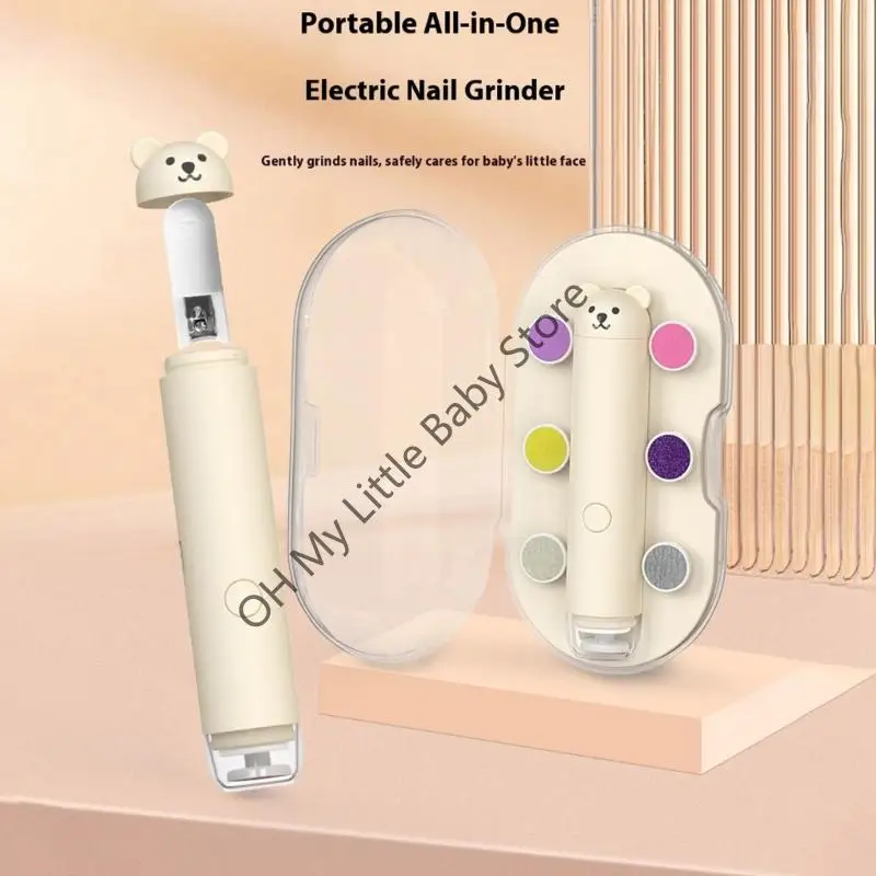 Cortauñas eléctrico de dibujos animados para bebé, herramienta pulidora de uñas para chico, Kit de cuidado para bebé, juego de manicura, cortaúñas fácil de recortar para recién nacido - imagen 2