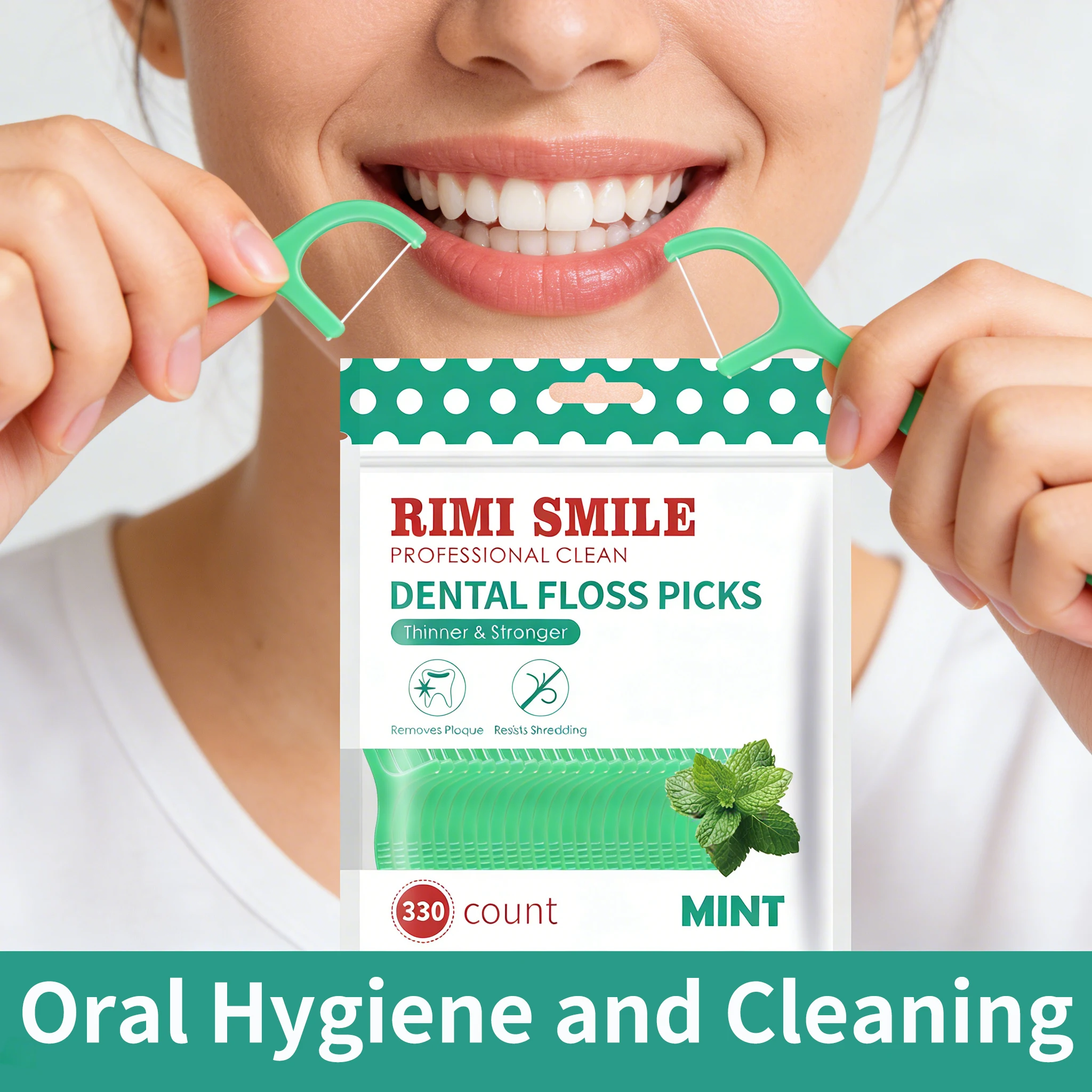 Hilo dental Rimi Smile Mint con palillo – menta refrescante - imagen 3