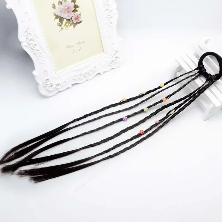 Extensiones de Cabello con trenzas de colores, accesorios para el cabello para niña y niño, coletas trenzadas de arcoíris - imagen 2