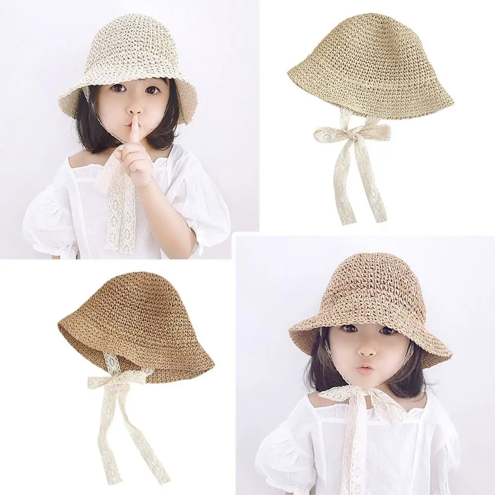 Sombrero de paja de encaje para bebé, gorro de playa, informal, Princesa, Panamá, Verano - imagen 2