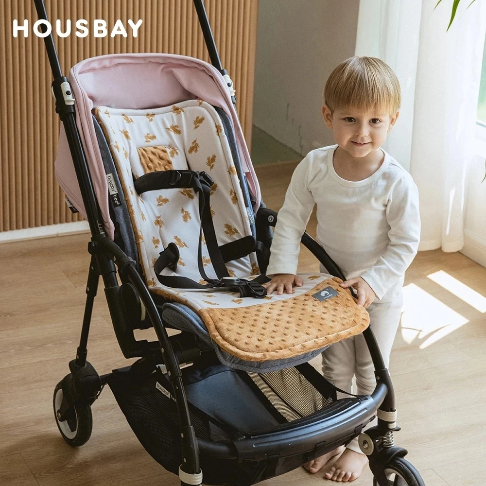 Cojín para cochecito con funda para cinturón de seguridad, alfombrilla Universal para asiento de cochecito, accesorios para cochecito de bebé de algodón suave y grueso para invierno