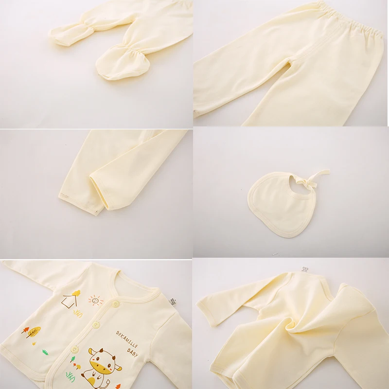 7 unids/lote Unisex recién nacido Tops + Pantalones conjuntos de ropa de algodón de dibujos animados ropa de bebé (niño o niña) - imagen 4