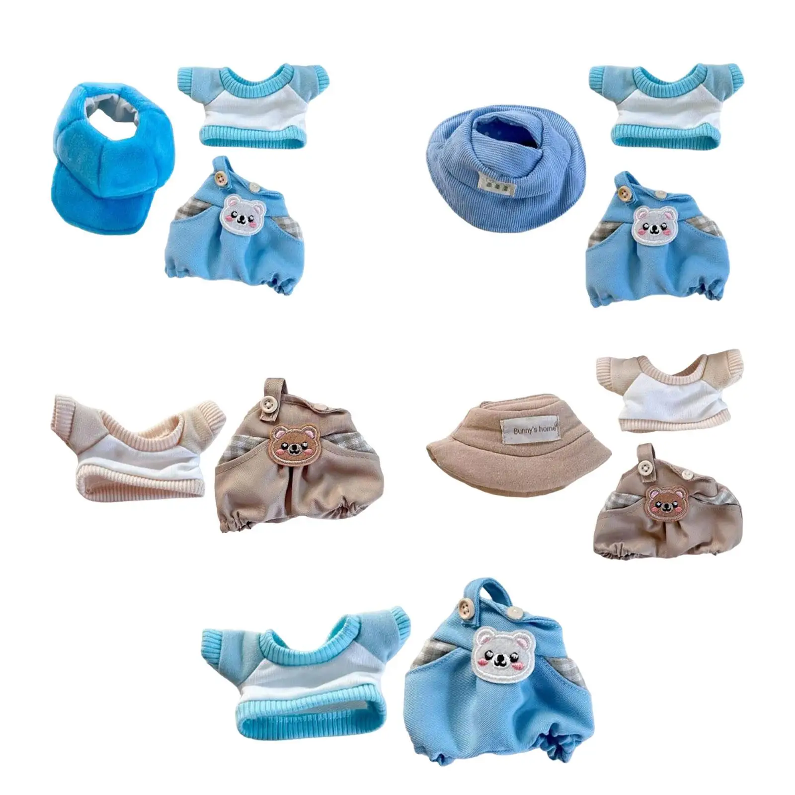 Plush Doll Outfit Cute Bear DIY Accessories Hands on for Kids Birthday Gift Coordination Imagination Costumes for Plush Dolls