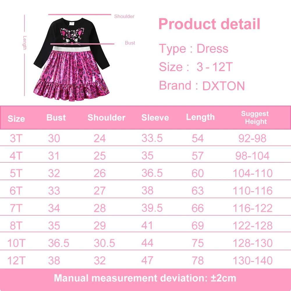 Vestido infantil DXTON manga larga estampado leopardo con gato - imagen 4