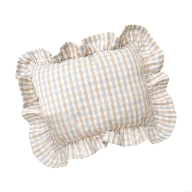 D7YD-almohada pequeña 28x34cm, cojín trasero estilo nórdico para bebés con borde con volantes