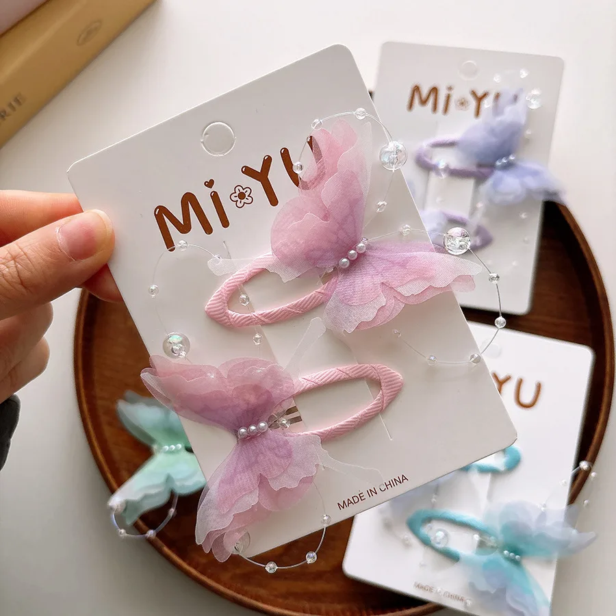 Flequillo con clip mariposa para tocado de pelo infantil princesa - imagen 2