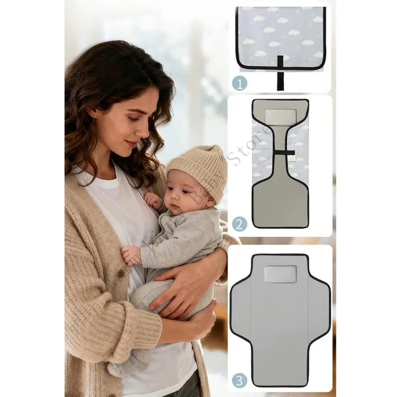XXFE Cambiador portátil de pañales impermeable y plegable para viajes - imagen 5