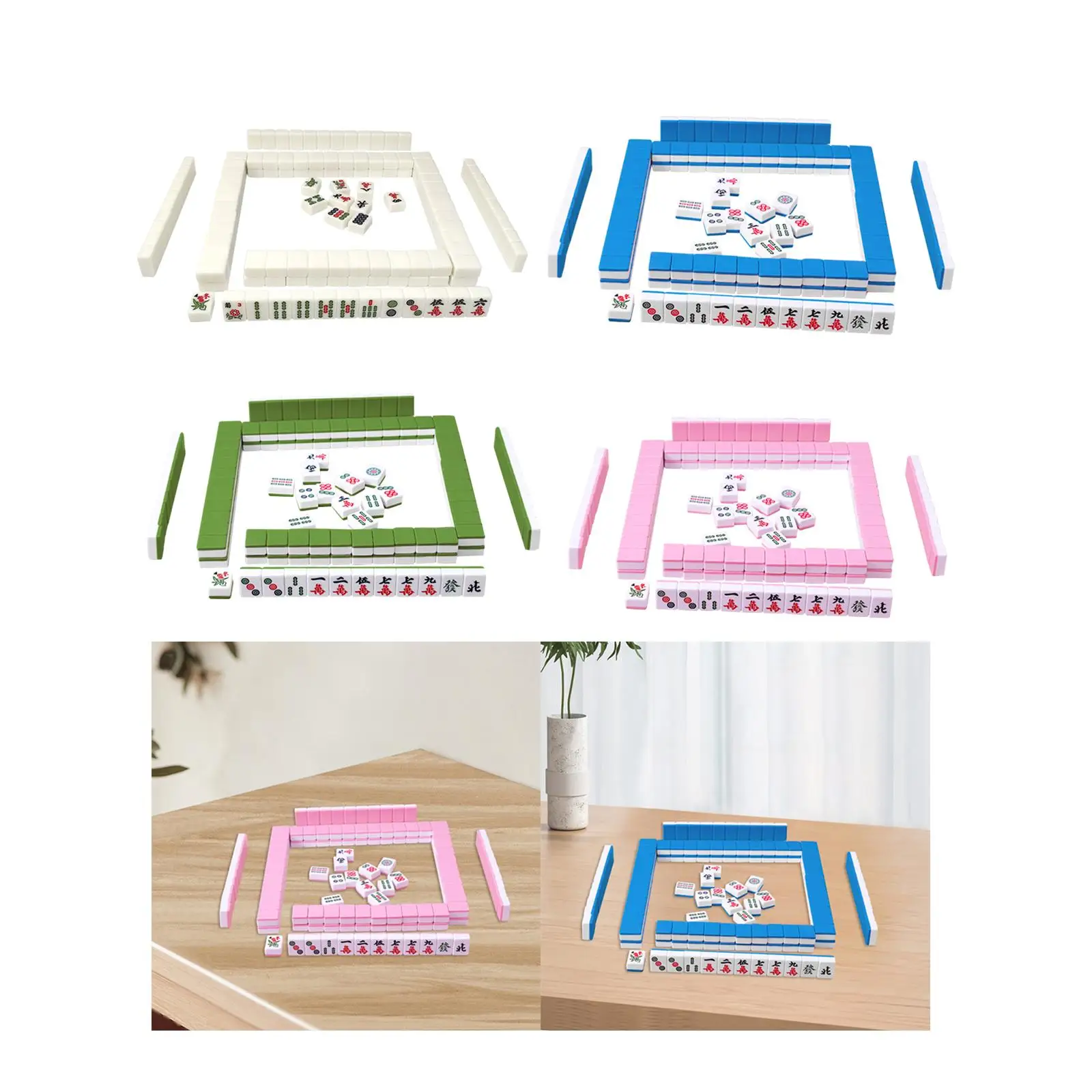 144Pcs Chinese Version Game Set Leisure Time Table Activities Supplies Mini Mahjong Tiles for Dormitory Travel Family Adults
