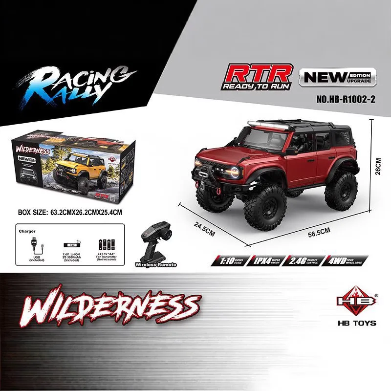 Nuevo coche teledirigido 1/10 4WD RTR HB R1001 caballo a escala completa con LED 2,4G Control remoto eléctrico Rock Buggy vehículo todoterreno juguetes regalos - imagen 2