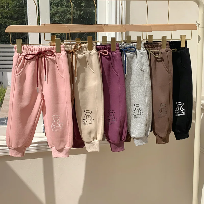 Pantalones de otoño para niños pequeños, pantalones de Color sólido, pantalones para correr, pantalones de chándal, trajes de moda informales, pantalones - imagen 3