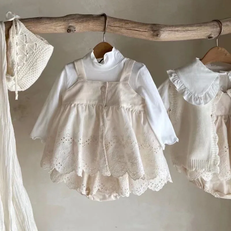 Body de encaje sin mangas para bebé, mono sólido para recién nacido, mono con tirantes, vestido para niña de 0 a 24 meses, novedad de 2024 - imagen 2