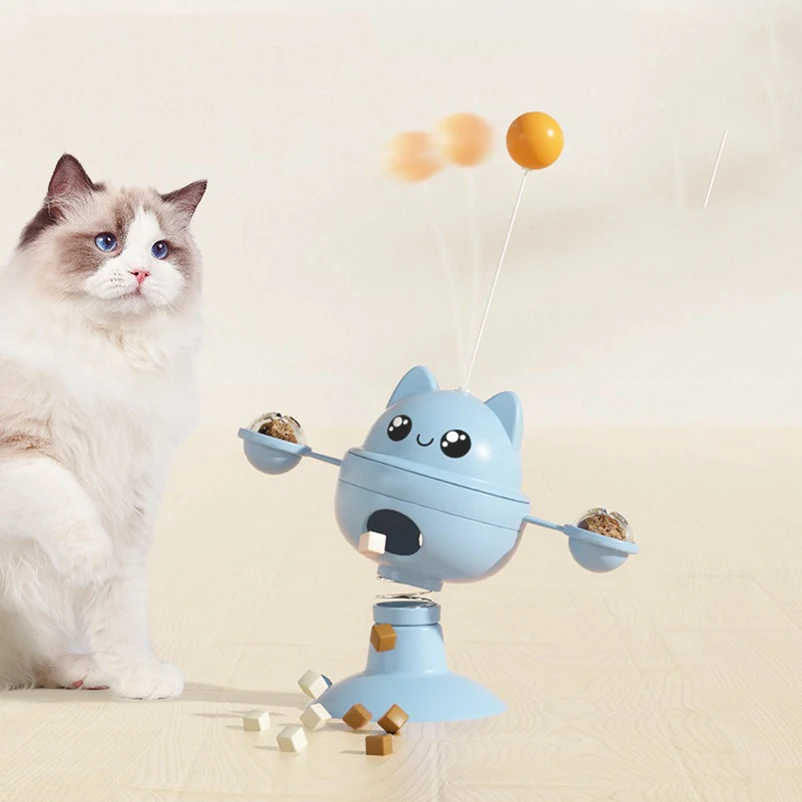 Juguete para gatos, vaso con ventosa, alimentador de autocalentamiento, palo para gato divertido, plato giratorio para gatos, suministros para mascotas - imagen 4
