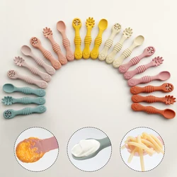 Cucharas de silicona para bebés - Cubiertos de entrenamiento