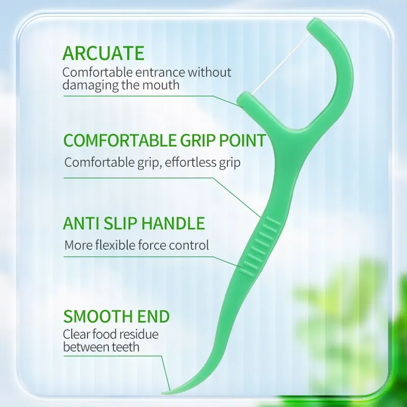 50 Uds. Palillos de dientes de plástico con sabor a menta, embalaje independiente individual, herramientas de limpieza Dental desechables, coche Oral - imagen 5