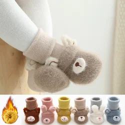 1/2 pares de calcetines para bebés recién nacidos, calcetines antideslizantes suaves y gruesos de felpa de invierno para niños y niñas, calcetines infantiles de dibujos animados bonitos de 0 a 3 años