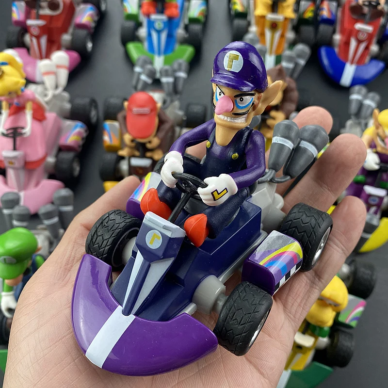 Super Mario serie Karting Mario Bros Luigi Yoshi Donkey Kong figuras de acción de juguete tirar hacia atrás el coche regalos para niños - imagen 5