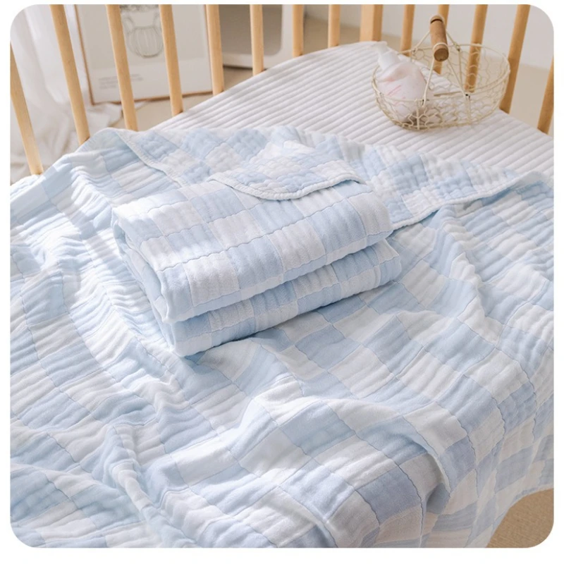 Mantas de algodón de bambú de 6 capas para bebé, funda para siesta, colcha fina, Toalla de baño de burbujas suave para recién nacido, manta envolvente de muselina, ropa de cama para bebé - imagen 5