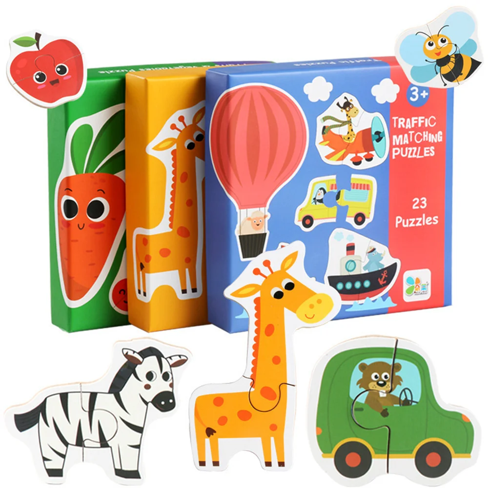 Rompecabezas de madera educativo con animales y frutas para niños