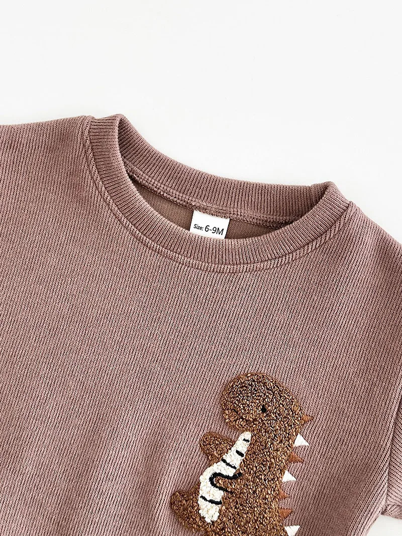 MILANCEL Conjunto otoño bebé dinosaurio – Sudadera capucha y pantalón - imagen 3