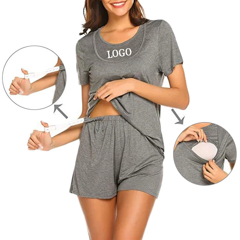 Ropa de dormir holgada de verano para maternidad, pijamas de lactancia, camisón de lactancia, ropa de dormir de lactancia, ropa de embarazo, ropa de casa - imagen 2