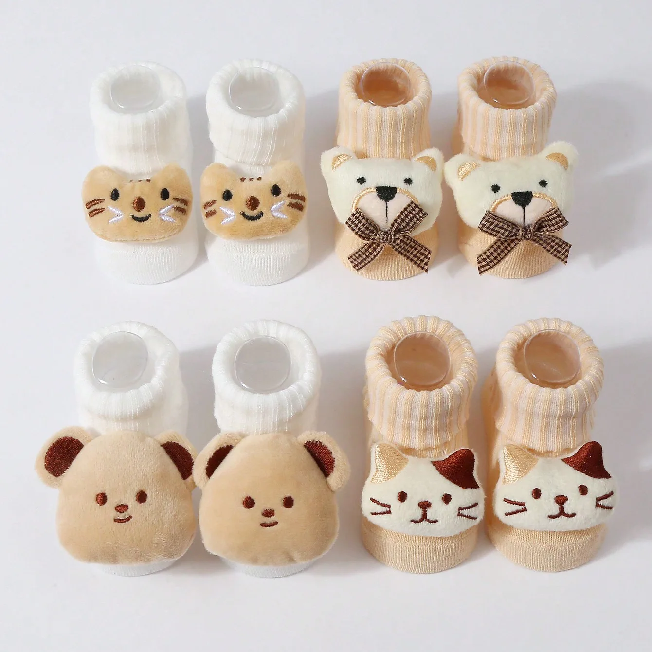 Calcetines elásticos de muñeca de dibujos animados para bebé, calcetines de punto suaves y cálidos para recién nacidos, calcetines medios para niñas y niños de 0 a 18M