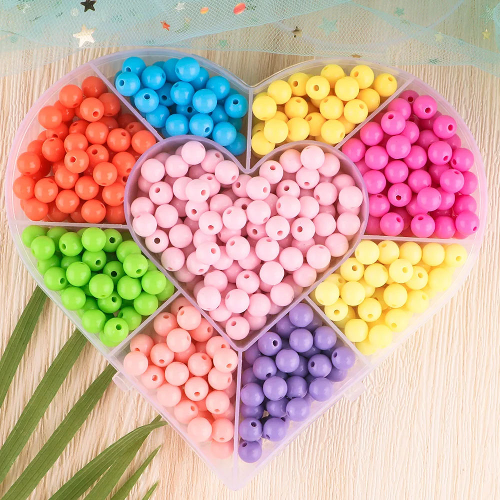 6-16mm 20-200 unids/lote cuentas redondas acrílicas multicolores cuentas espaciadoras artesanales para joyería DIY pulsera collar pendientes Accesorios