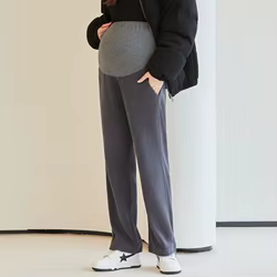 2025 Otoño Invierno moda maternidad pantalones largos pierna ancha suelta ropa de vientre recto para mujeres embarazadas embarazo