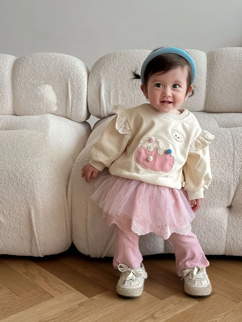 MILANCEL nuevo otoño niños Leggings 9M-5T dulce niñas empalme falda de malla Color sólido versión coreana niños Bell-bottoms - imagen 3